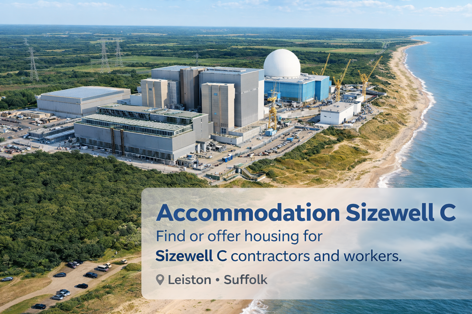 3D render of Sizewell C power station by the Suffolk coastline